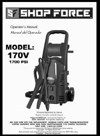 SHOP FORCE 170V Electric Power Washer Replacement Parts & Owners Manual